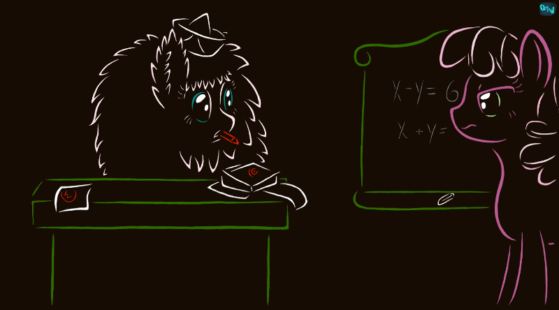 Substitute teacher Fluffle Puff making up grades