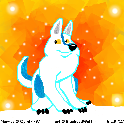 A Snow Wolf named Narmos by "BlueEyedWolf"